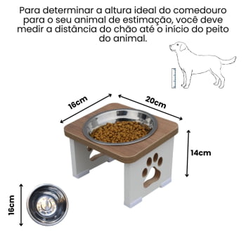 Comedouro Bebedouro Cachorro Elevado Pet MDF - Inox