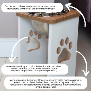 Comedouro Cachorro Grande Elevado Pet MDF - 30 cm