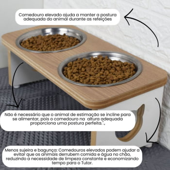 Comedouro Gato Elevado Pet Duplo MDF Linha Tradicional