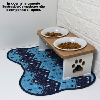 Tapete Comedouro Pet Cachorro Zig Zag - Azul