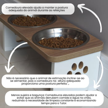 Comedouro Bebedouro Cachorro Elevado Pet Duplo MDF  - Inox