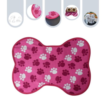 Tapete Pet Comedouro Rosa Pata