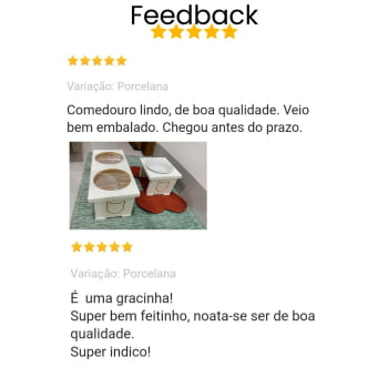 Comedouro Elevado Pet Gato MDF Duo  - Porcelana