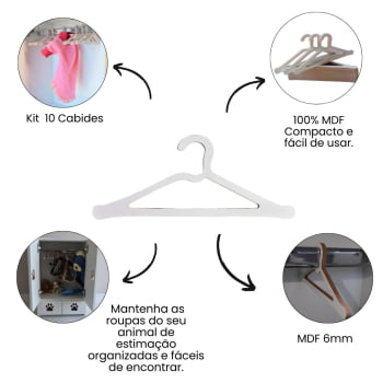 Kit Mini Cabide Roupeiro Pet Vestuário 10 Un