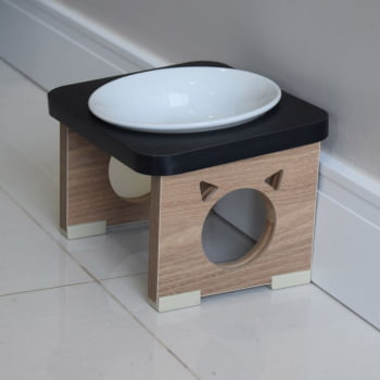 Comedouro Elevado Pet Gato MDF Colors  Porcelana 