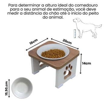 Comedouro Bebedouro Cachorro Elevado Pet MDF - Porcelana