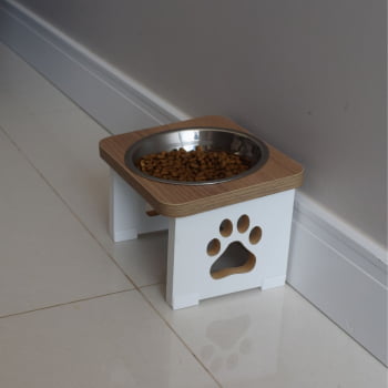 Comedouro Bebedouro Cachorro Elevado Pet MDF - Inox