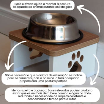 Base Comedouro Bebedouro Cachorro Elevado Pet MDF - Cachorro