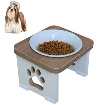 Comedouro Bebedouro Cachorro Elevado Pet MDF - Porcelana