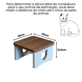 Comedouro Bebedouro Gato Base Elevado Pet MDF - Gato