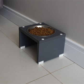 Comedouro Bebedouro Gato Cachorro Elevado Pet MDF Nick  Inox 