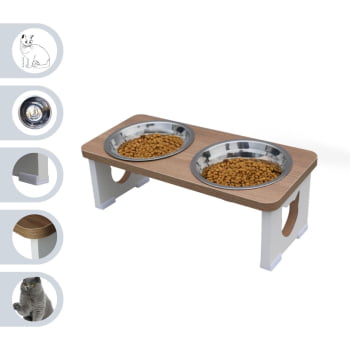 Comedouro Bebedouro Gato Duplo Pet MDF