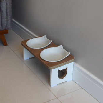 Comedouro Bebedouro Gato Duplo Pet MDF