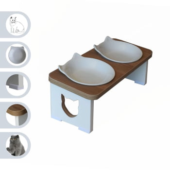 Comedouro Bebedouro Gato Duplo Pet MDF