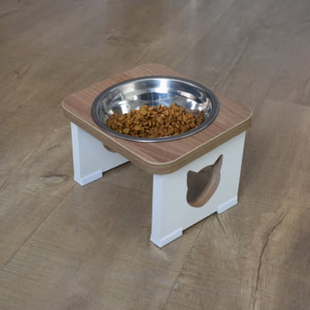 Comedouro Bebedouro Gato Elevado Pet MDF