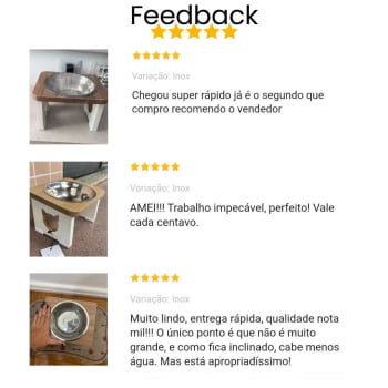 Comedouro Bebedouro Gato Elevado Pet MDF - Inox