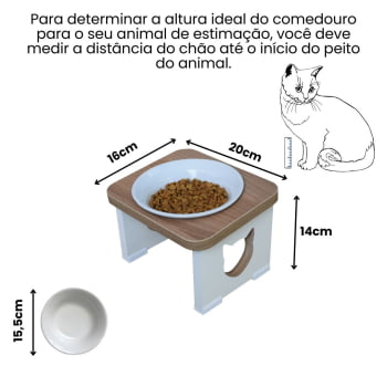 Comedouro Bebedouro Gato Elevado Pet MDF - Porcelana