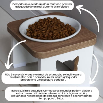 Comedouro Bebedouro Gato Elevado Pet MDF - Porcelana