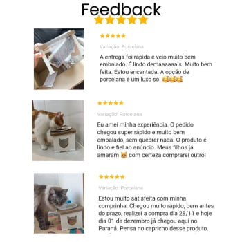 Comedouro Bebedouro Gato Elevado Pet MDF - Porcelana