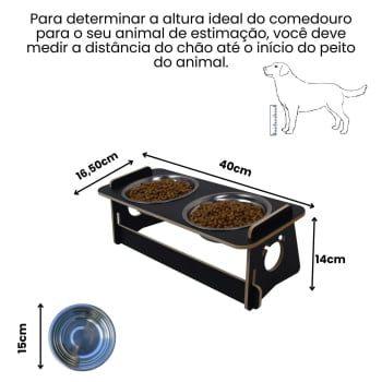 Comedouro Cachorro Elevado Duplo Pet Tigela Ração Inox Saudável