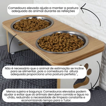 Comedouro Cachorro Elevado Pet Duplo MDF Linha Básica 