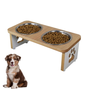 Comedouro Cachorro Elevado Pet Duplo MDF Linha Básica 