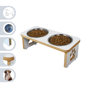 Comedouro Cachorro Elevado Pet Duplo MDF Linha Básica 