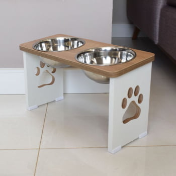 Comedouro Cachorro Grande Elevado Duplo Pet MDF 20 cm 25 cm 30 cm