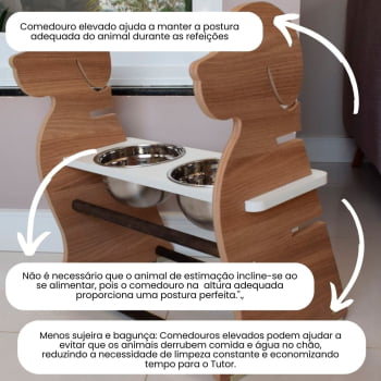 Comedouro Cachorro Grande Elevado Duplo Pet MDF Regulagem Altura