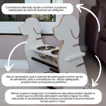 Comedouro Cachorro Grande Elevado Duplo Pet MDF Regulagem Altura