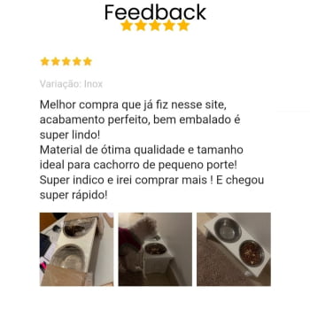 Comedouro Elevado Pet Cachorro MDF Duo  - Inox