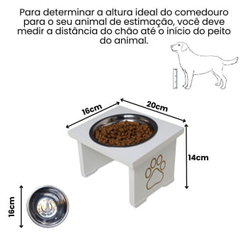 Comedouro Elevado Pet Cachorro MDF Simple  - Inox