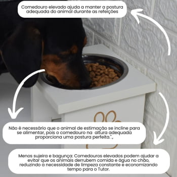 Comedouro Elevado Pet Cachorro MDF Simple  - Inox