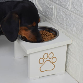 Comedouro Elevado Pet Cachorro MDF Simple  - Inox