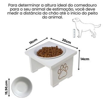 Comedouro Elevado Pet Cachorro MDF Simple  - Porcelana