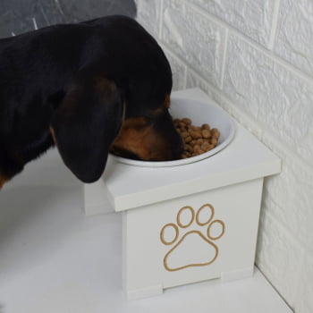 Comedouro Elevado Pet Cachorro MDF Simple  - Porcelana