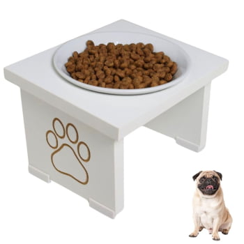 Comedouro Elevado Pet Cachorro MDF Simple  - Porcelana