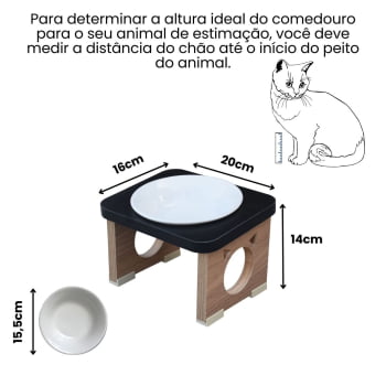 Comedouro Elevado Pet Gato MDF Colors  Porcelana 