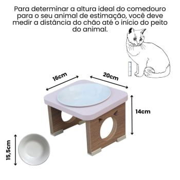 Comedouro Elevado Pet Gato MDF Colors  Porcelana 