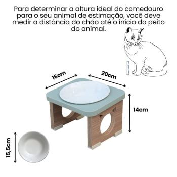 Comedouro Elevado Pet Gato MDF Colors  Porcelana 