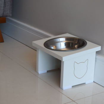 Comedouro Elevado Pet Gato MDF Simple