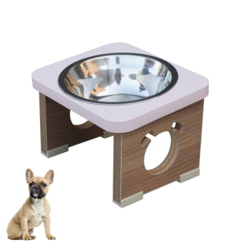 Comedouro Elevado Pet Para Cachorro MDF Colors - Inox - Rose