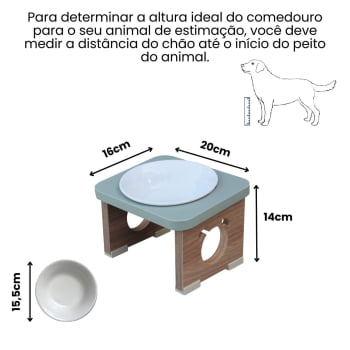 Comedouro Elevado Pet Para Cachorro MDF Colors - Porcelana - Verde