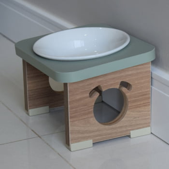 Comedouro Elevado Pet Para Cachorro MDF Colors - Porcelana - Verde