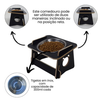 Comedouro Gato Elevado Pet Tigela Ração Inox Saudável