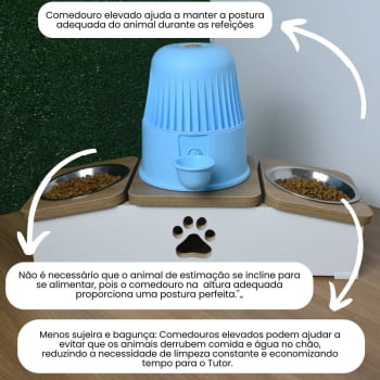 Comedouro Hibrido Duplo Cachorro Base Bebedouro Pet MDF