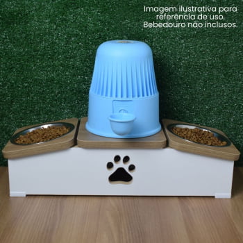 Comedouro Hibrido Duplo Cachorro Base Bebedouro Pet MDF