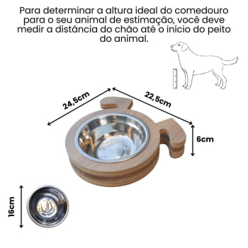 Comedouro Pet Elevado Cachorro Mdf Au Au - Inox