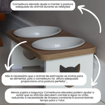 Comedouro Bebedouro Gato Duplo Pet MDF