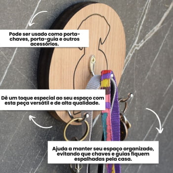 Porta-Guia Pet Chaveiro Organizador Coleiras 3in1 MDF